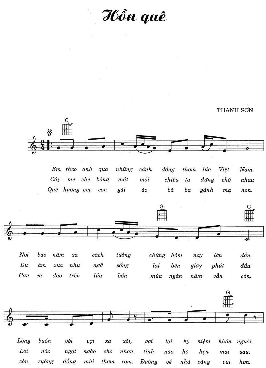 Sheet nhạc Hồn Quê